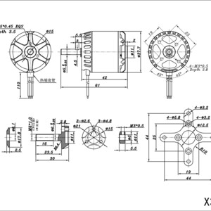 Безколекторний мотор SUNNYSKY X3120-III 760KV drawing креслення