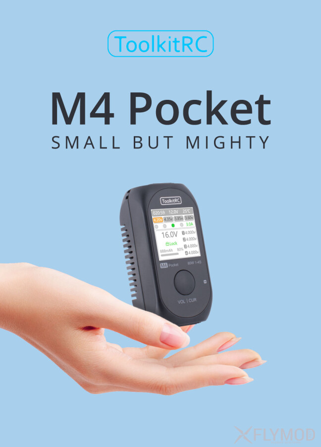 Зарядний пристрій ToolkitRC M4 Pocket 80W 5A 1-4S