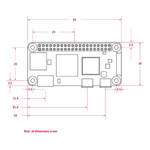 Одноплатний комп ютер Raspberry Pi Zero 2 W dimensions розмір