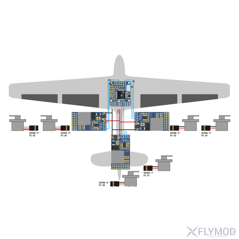Плата розводки живлення Matek SVPDB-12S з BEC 9-55V to 5 6 8V для сервоприводів wiring diagram схема підключення