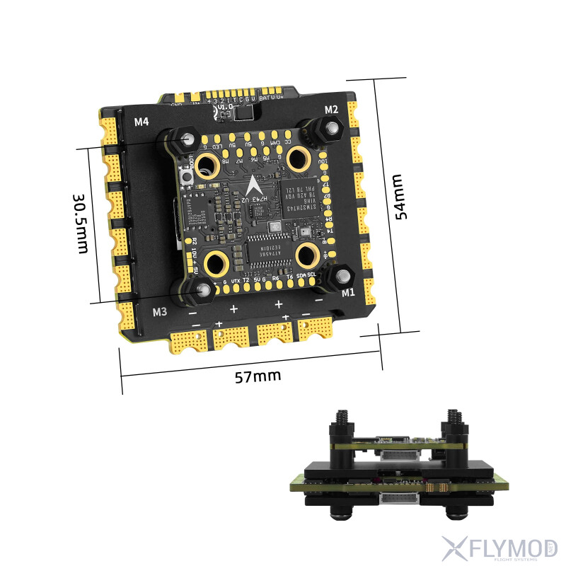 Стек контролю польоту SEQURE H743 V2 FC E130 E160 G2 ESC 4-12S 130A 160A dimensions розмір
