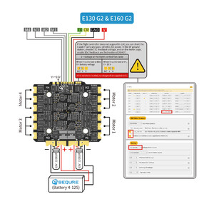 Стек контролю польоту SEQURE H743 V2 FC E130 E160 G2 ESC 4-12S 130A 160A wiring diagram схема підключення