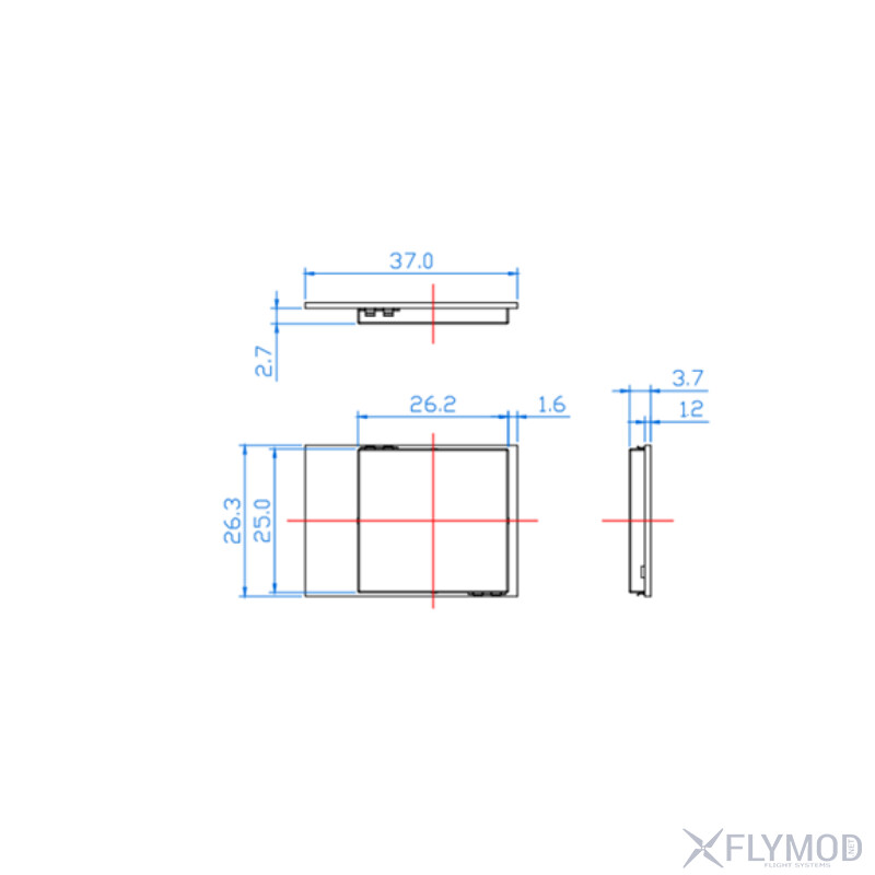 Модуль відеоприймача RX7500 7 2GHz з SPI dimensions розмір