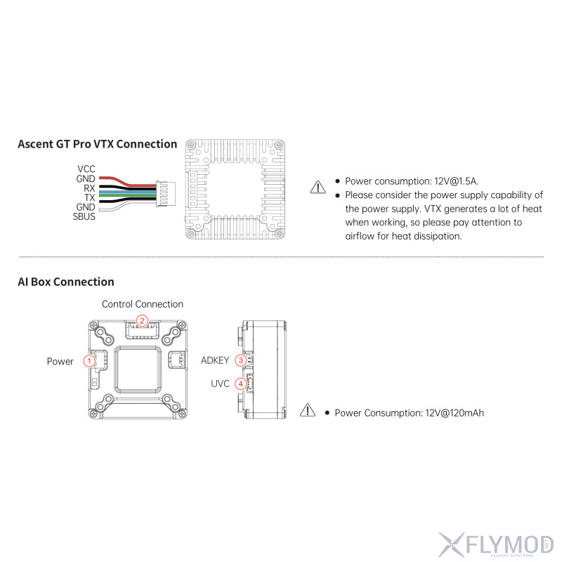 Камера Eclipse 009Dual-HD з Ascent GT Pro VTX 4W wiring diagram схема підключення