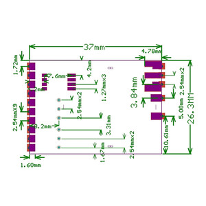 Модуль відеоприймача VM1373R 1 2G-1 3G VRX dimensions drawing розмір креслення