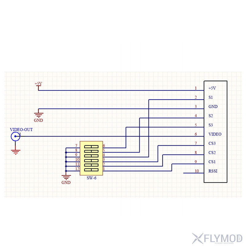 Модуль відеоприймача RX1264 1 2G-1 3G FM VRX wiring circuit схема підключення
