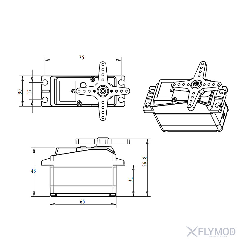 Цифровий сервопривід DS51150-12V з металевим редуктором креслення drawing