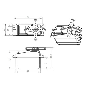 Цифровий сервопривід DS5160 з металевим редуктором drawing креслення