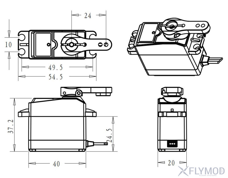 Цифровий сервопривід DSServo BLS3335 з металевим редуктором креслення drawing