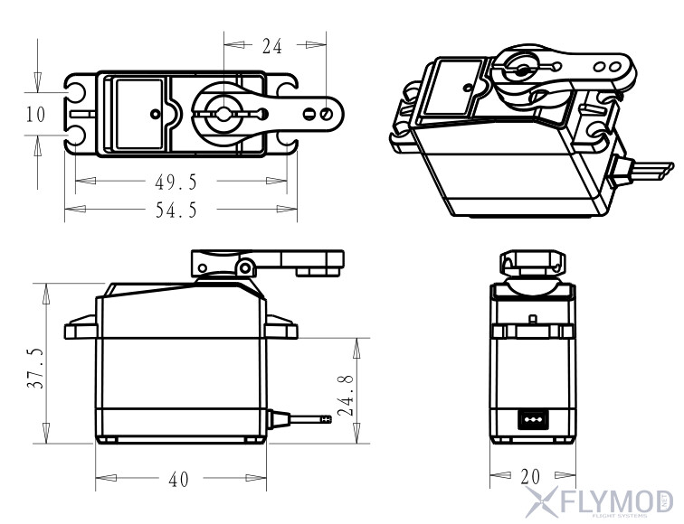 Цифровий сервопривід DSServo BLS3225 з металевим редуктором креслення drawing
