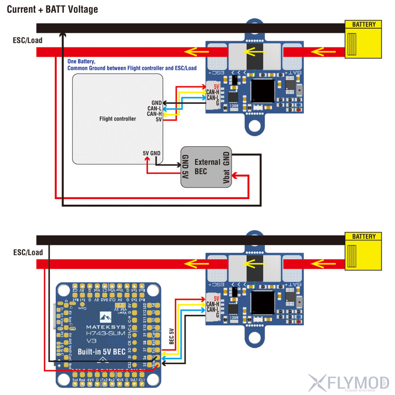 Цифровий датчик живлення Matek CAN-L4-BM wiring підключення